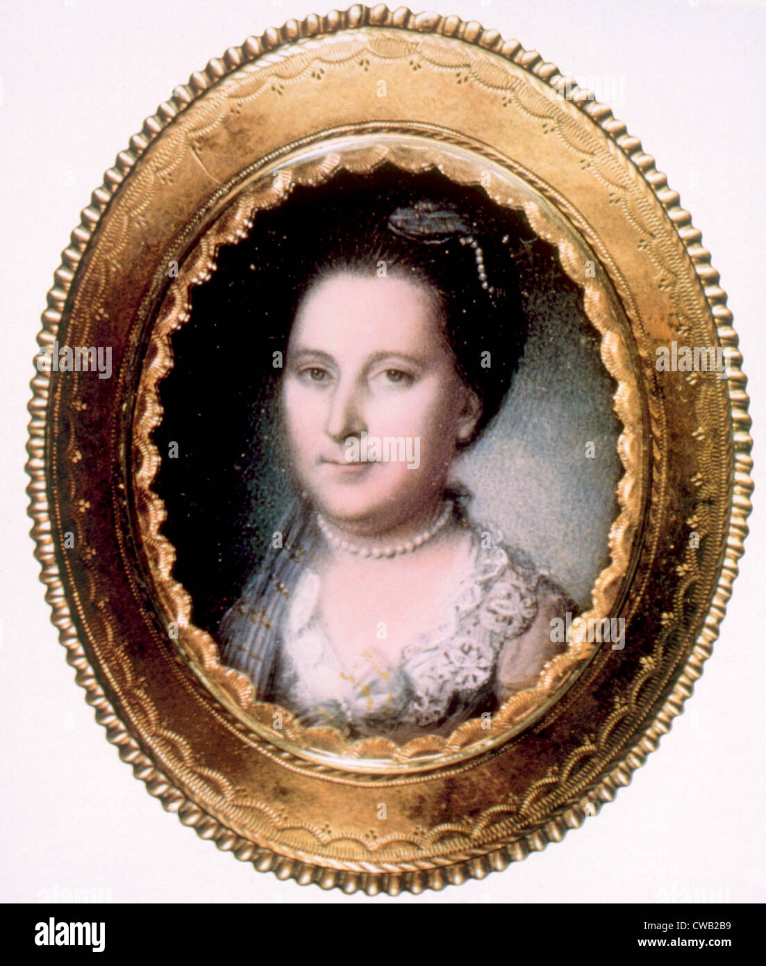 Martha Washington (1731-1802), First Lady (1789-1797), miniaturizzato ritratto da Charles Willson Peale, ca. 1776 Foto Stock