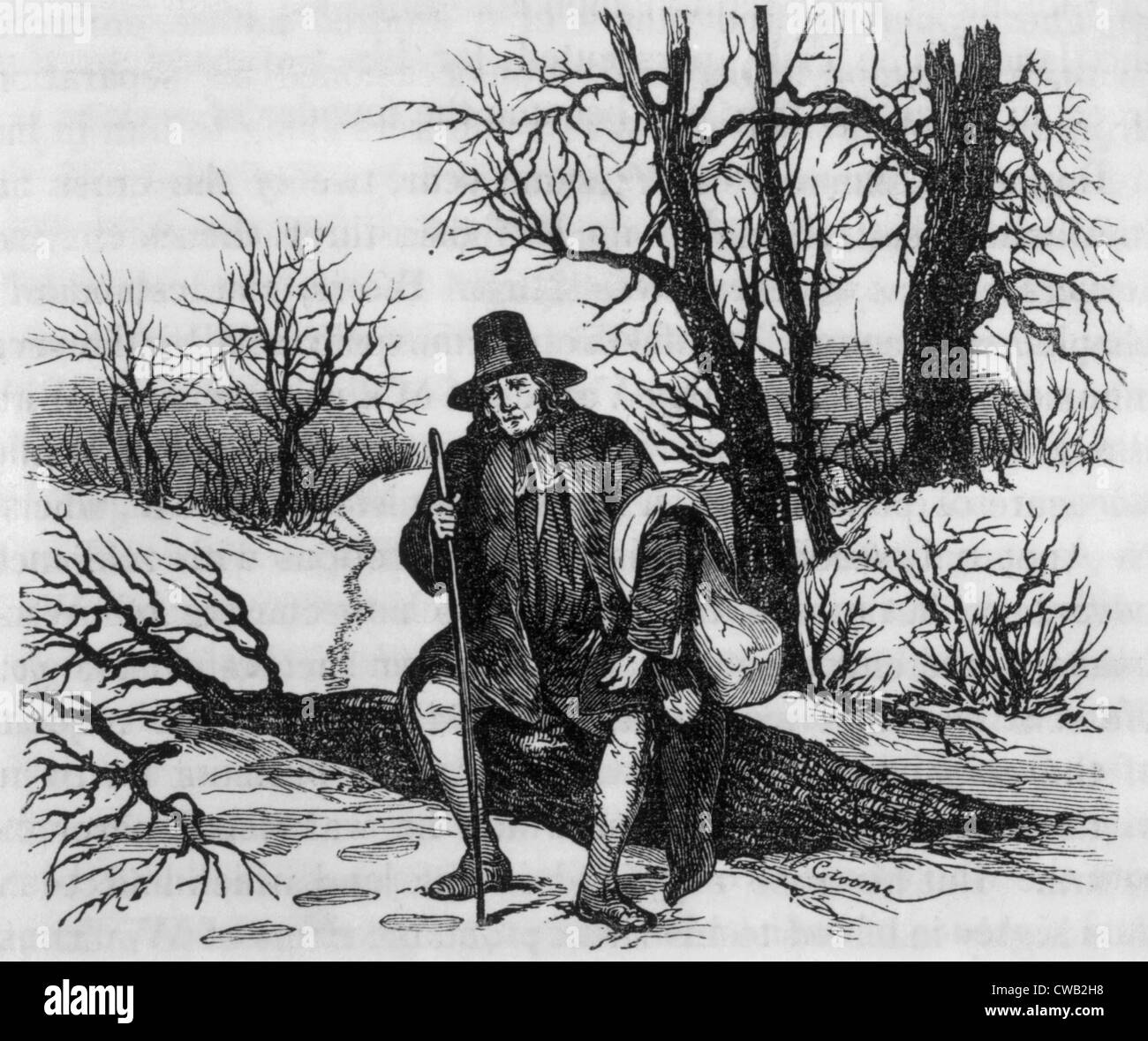 Roger Williams dopo la cacciata dal Massachusetts Bay colony, 1635, incisione da 'La Storia illustrata del Regno Foto Stock