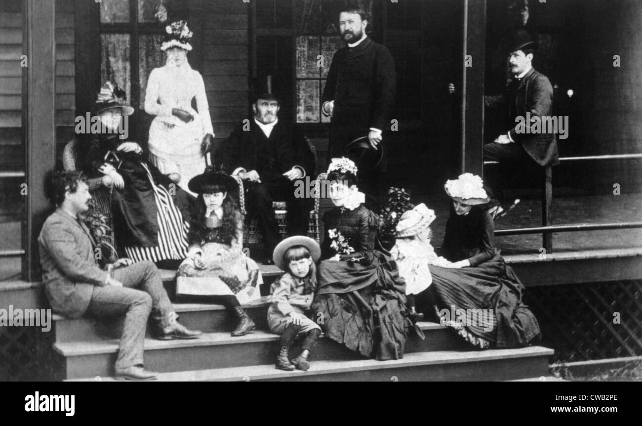 Ulisse S. Grant (in tubo da stufa hat) con tutta la sua famiglia poco prima della sua morte, fotografia di John G. Gilman, 1885 Foto Stock