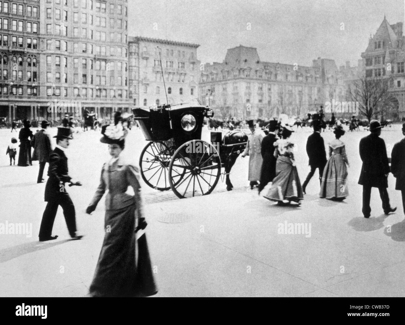 New York City, la Quinta Avenue alla 58th Street in Manhattan, fotografia di Byron, ca. 1898 Foto Stock