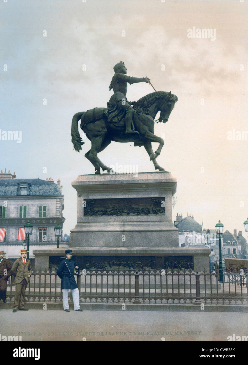 Giovanna d'arco, Statua di Giovanna d'arco, in martiri' Place, photochrom da Denis Foyatier, Orleans, Francia, 1890-1900. Foto Stock