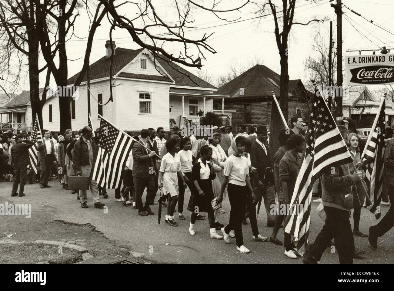I diritti civili e le libertà marzo da Selma a Montgomery, Alabama nel 1965. Foto di Peter Pettus, 1965 Foto Stock
