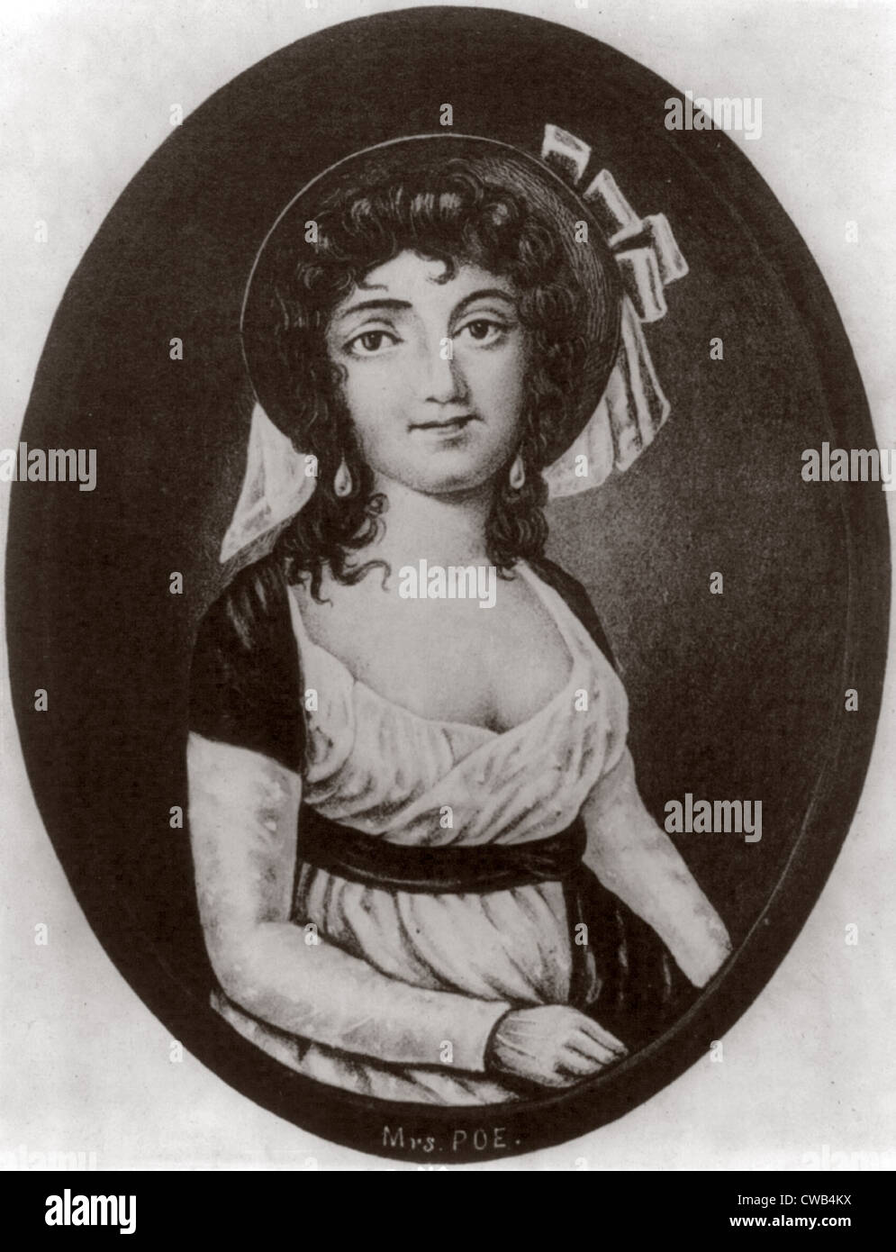 Elizabeth Arnold Hopkins Poe (1787-1811), inglese nata attrice e madre di Edgar Allan Poe, mezza lunghezza verticale, rivolto verso Foto Stock