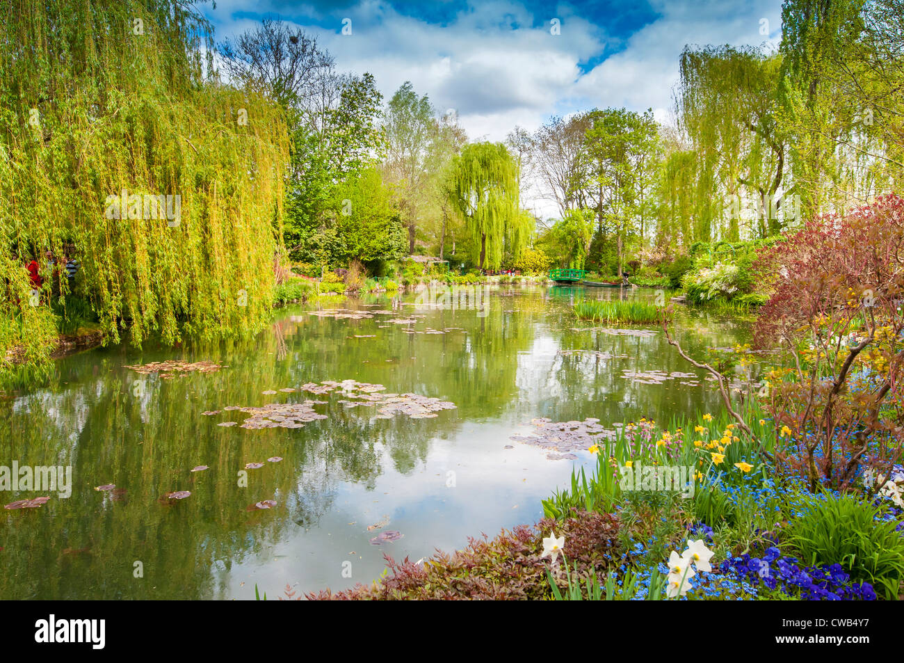 Monet, giardino di fiori; Giverny; Normandia; Francia; Eure; Europa; molla; i tulipani Foto Stock