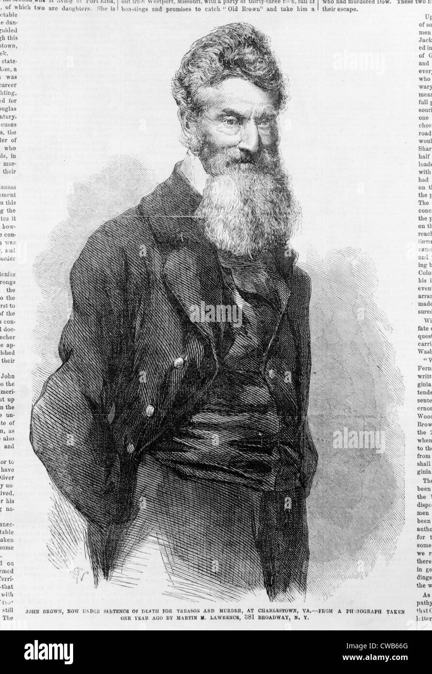 John Brown. Dettaglio della pagina anteriore di Frank Leslie giornale illustrato con foto di John Brown, xilografia basata su Foto Stock