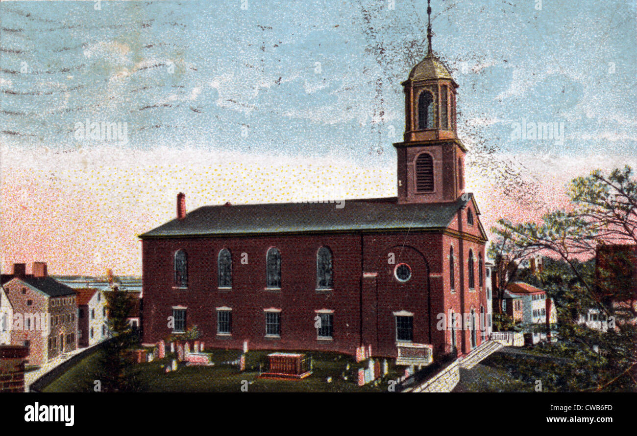 St. Johns Chiesa. Cappella eretta 1732, attuale chiesa 1808. Portland, M.E. colore mezzetinte, ca. 1905 Foto Stock