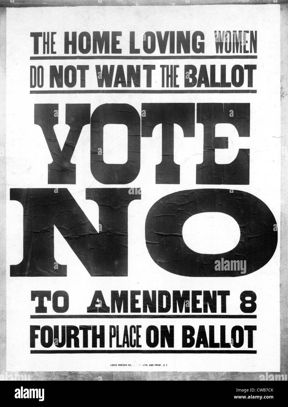 Anti-campagna di suffragio. " Home amare le donne non vogliono il ballottaggio. Vota No all' emendamento 8'. Poster, Ott 1911. Foto Stock