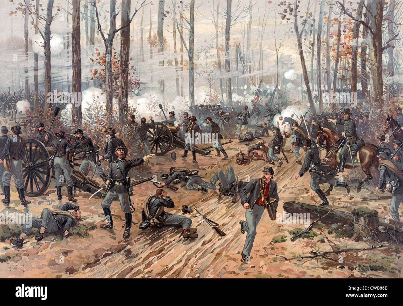 La guerra civile. La battaglia di Shiloh. Chromolithograph da Thulstrup de Thure, 1888 Foto Stock