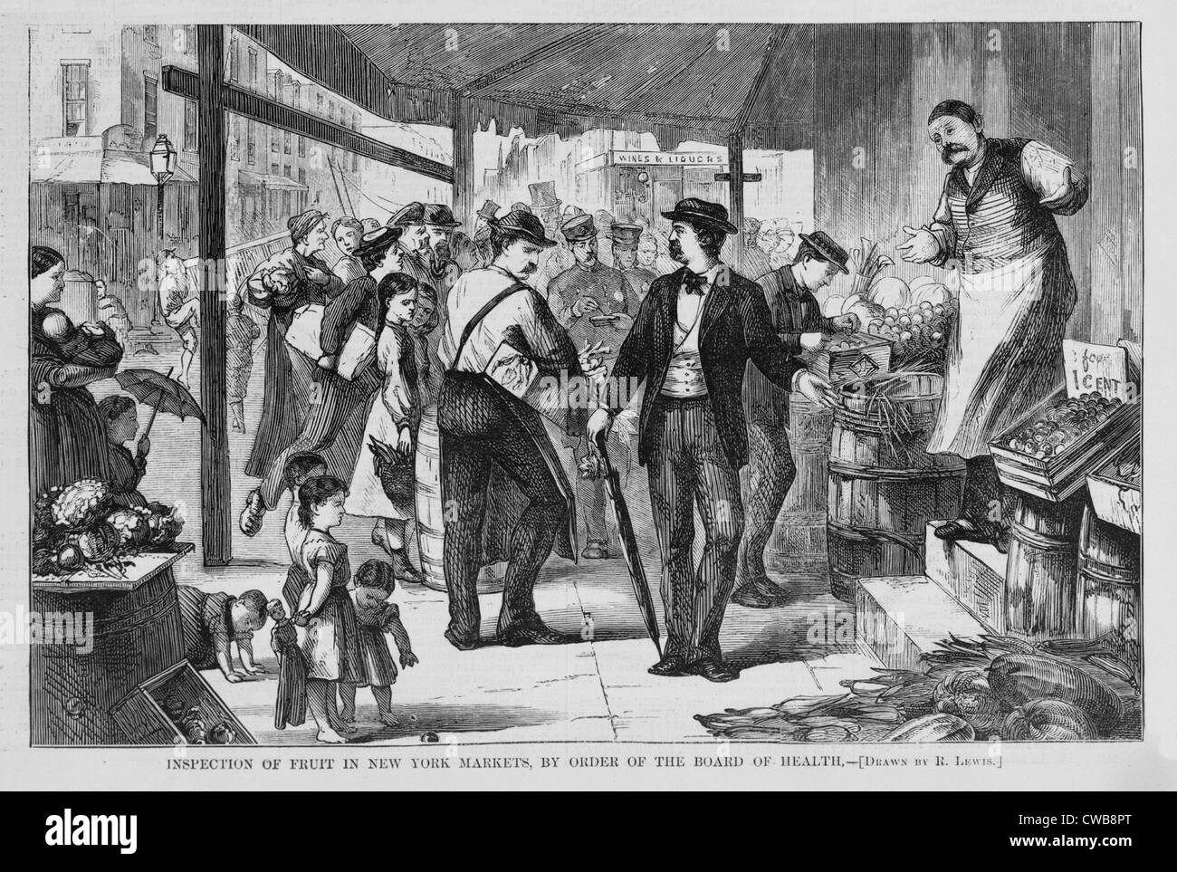 La città di New York. Un tenement house di Mulberry Ispezione del frutto dei mercati, per ordine del consiglio di amministrazione della Sanità 1873 Foto Stock