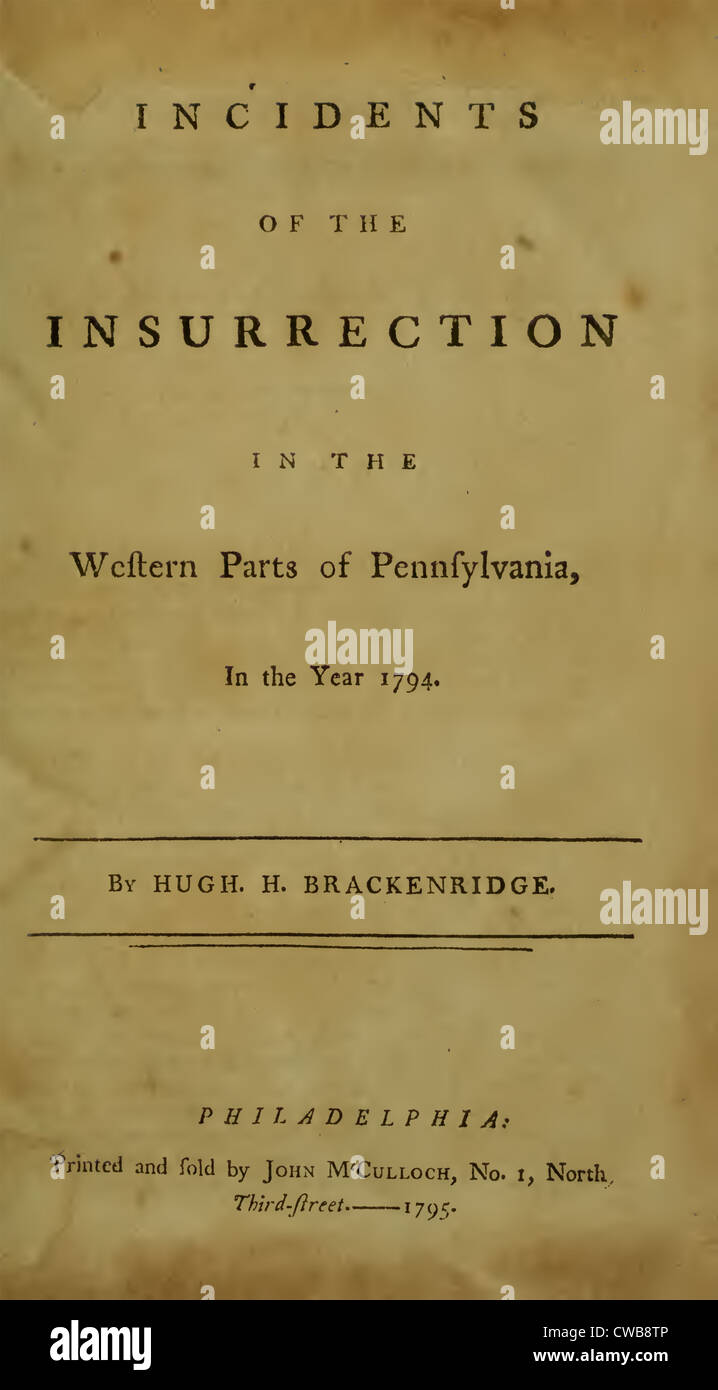 Il Whisky Rebellion. Pagina del titolo di incidenti della insurrezione nella parte ovest della Pennsylvania nell'anno 1794 Foto Stock