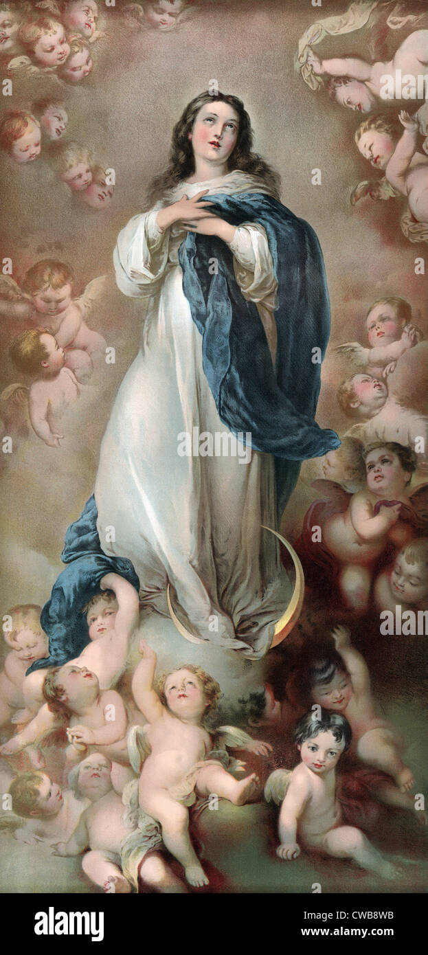 L'Immacolata Concezione, che raffigura Maria in mezzo alle nuvole e putti, dal B.T. Babbitt soap e il lievito in polvere compagnia di nuovo Foto Stock