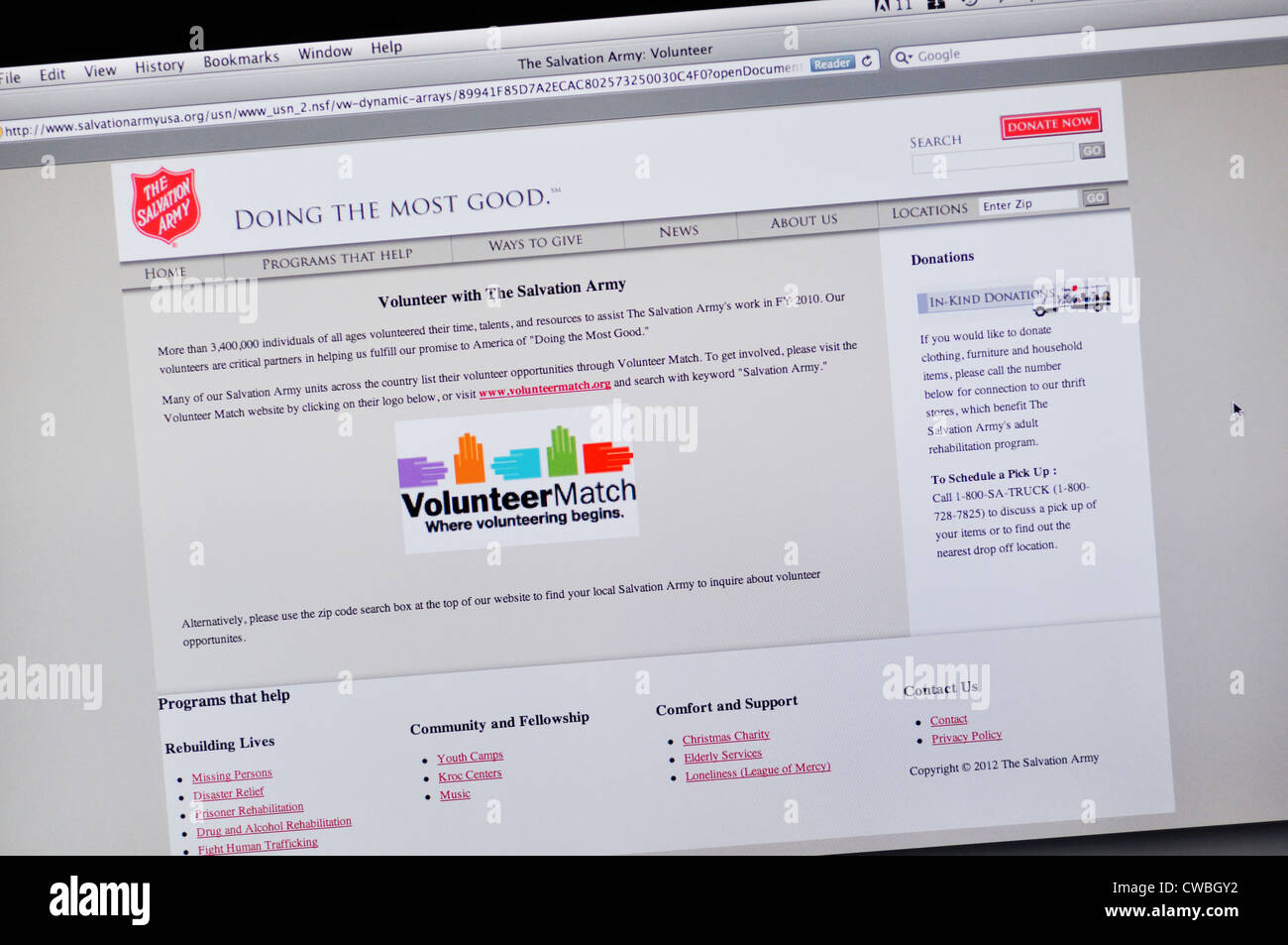 Esercito della salvezza sito - carità organizzazione non-profit Foto Stock