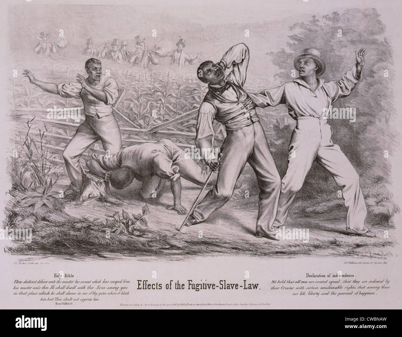 Effetti dell'Fugitive-Slave-diritto. Quattro uomini neri, eventualmente Fugitive Slave, ma anche eventualmente libera i neri, sono assalito da un Foto Stock