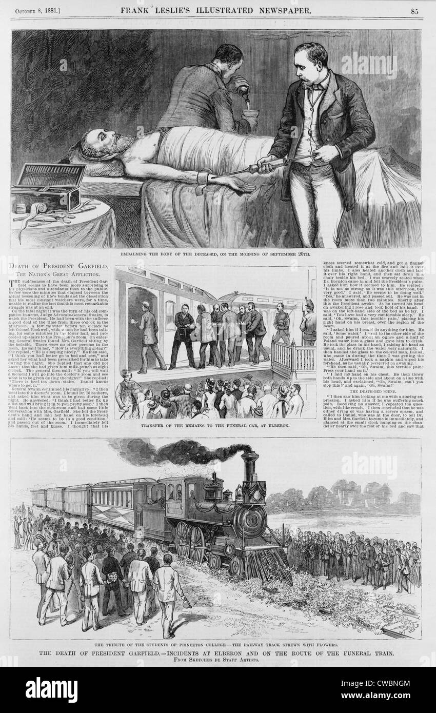 Presidente Garfield è stato ucciso in un attentato il 2 luglio 1881 e si protraesse fino a Sett. 19th, prima di morire. Il Foto Stock