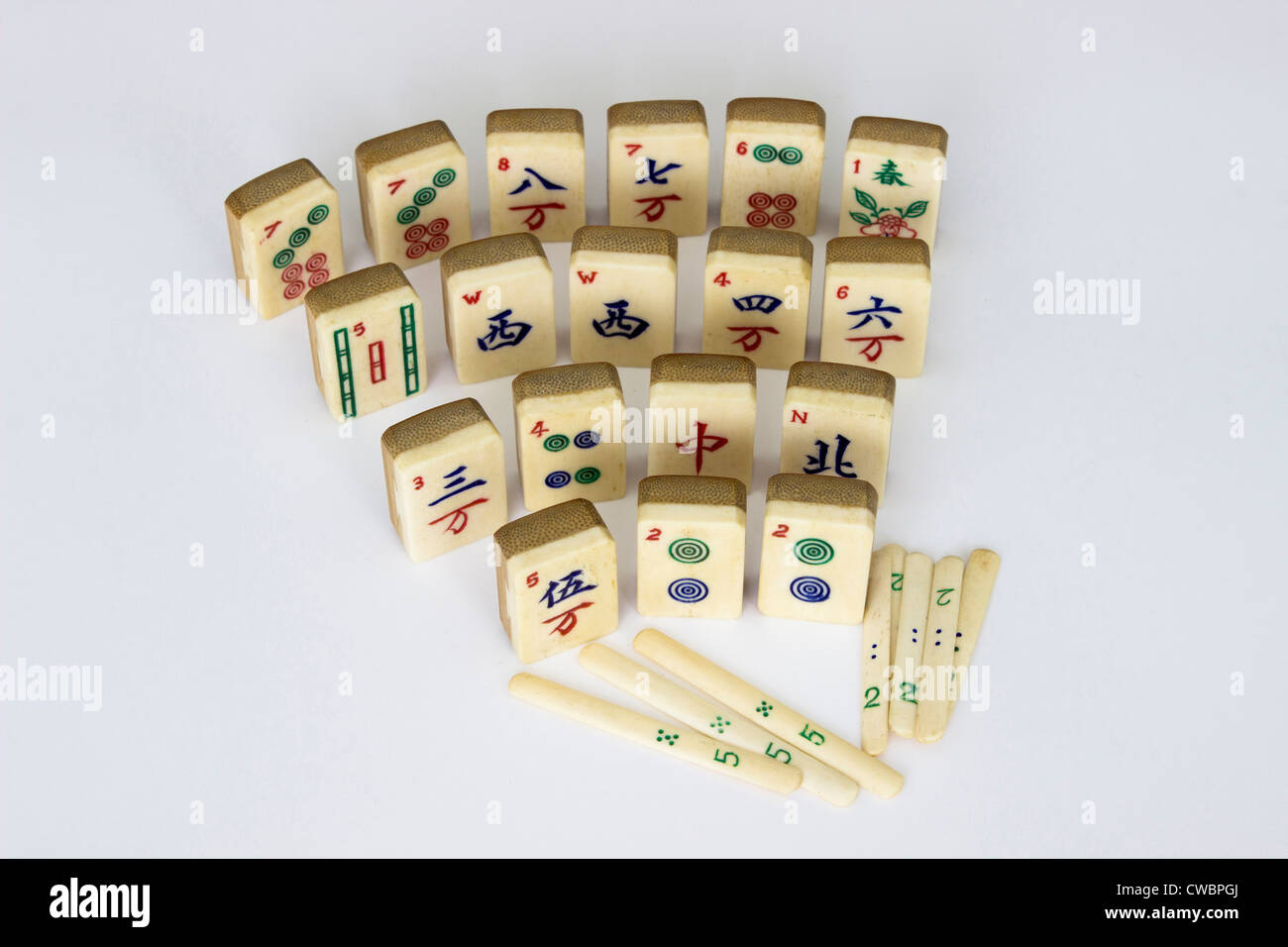 Mattonelle di Mahjong Foto Stock