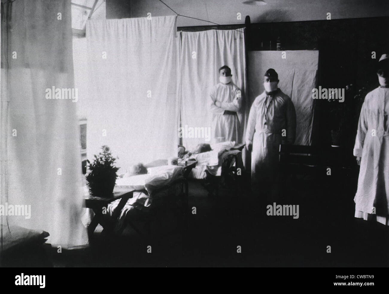 Lo spagnolo epidemia di influenza 1918-19. Una polmonite ward a U. S. esercito ospedale di evacuazione in Prum, Germania durante l'influenza spagnola Foto Stock