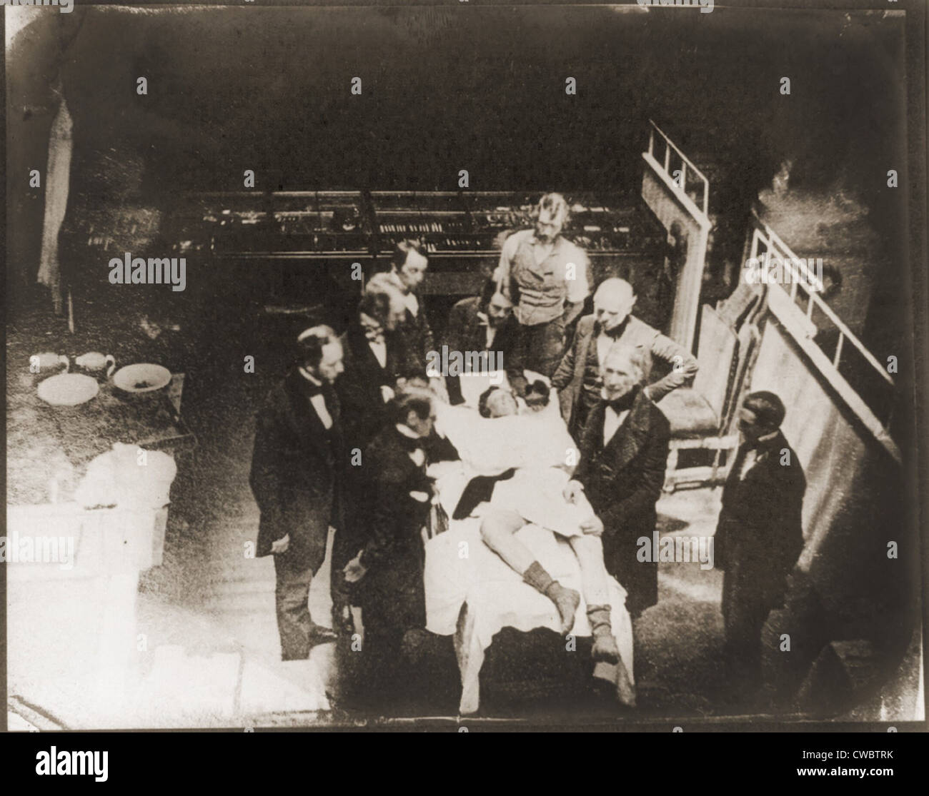 Daguerreotype credeva di essere una rievocazione della prima dimostrazione di anestesia da etere dal dottor William T.G. Morton a Foto Stock