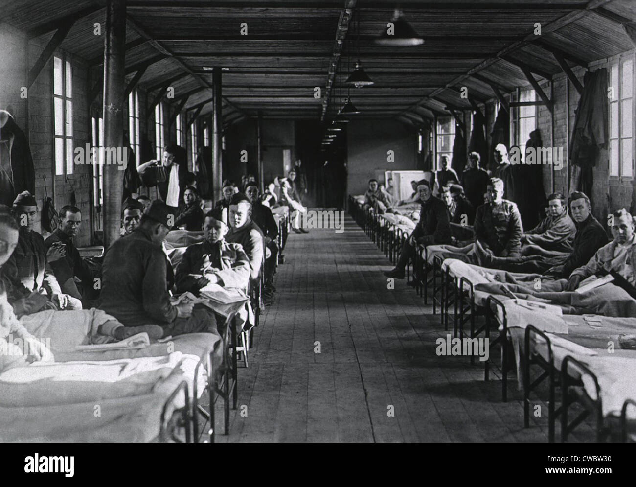 Guscio sconvolto i soldati davanti alla fotocamera nel reparto psichiatrico di U.S. Esercito in ospedale Allerey, Francia durante la guerra mondiale I. Foto Stock