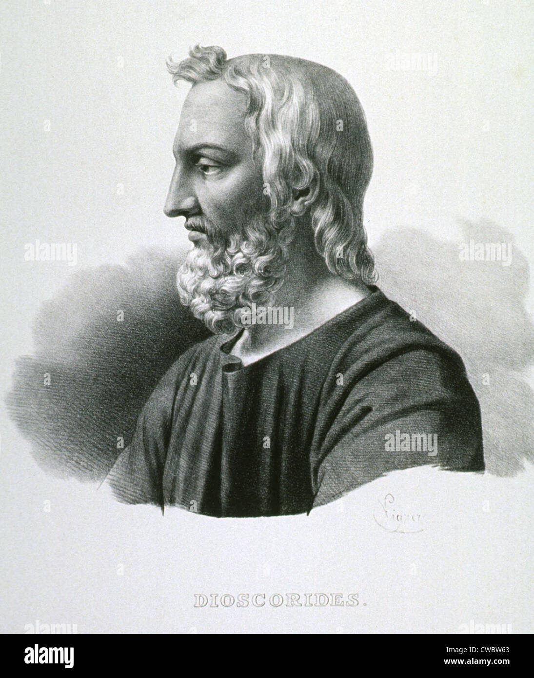 Pedanius Dioscoride (40-90 AD), botanico greco e farmacologo, scrisse il De Materia Medica (riguardanti questioni mediche), un Foto Stock