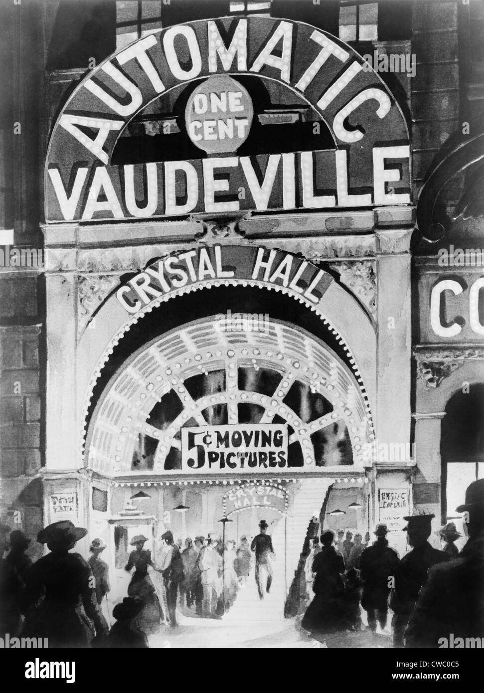 Adolph Zukhor's 1903 penny arcade, Crystal Hall nei pressi di Union Square di New York City. Zukor avuto attori recitare il dialogo in Foto Stock