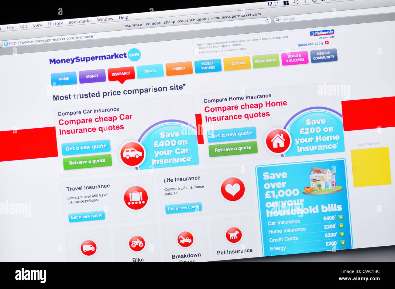 Soldi supermercato sito web - assicurazione i raffronti di prezzo Foto Stock
