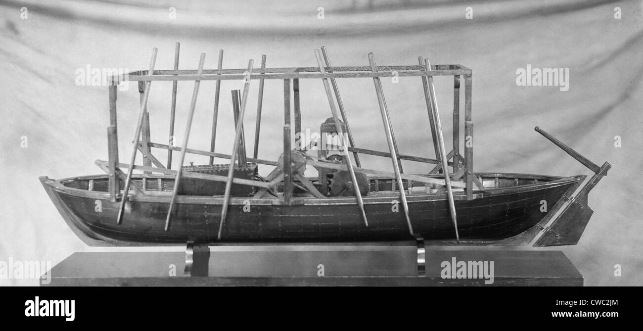 Modello di John Fitch's steamboat il primo operativo alimentato vapore nave nel 1787. LC-DIG-npcc-15633 Foto Stock