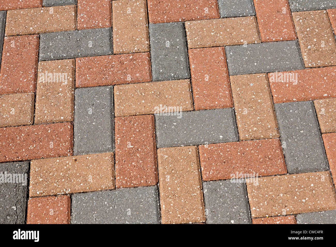 Mattone passerella hardscape lastricatori disposti a lisca di pesce Foto Stock