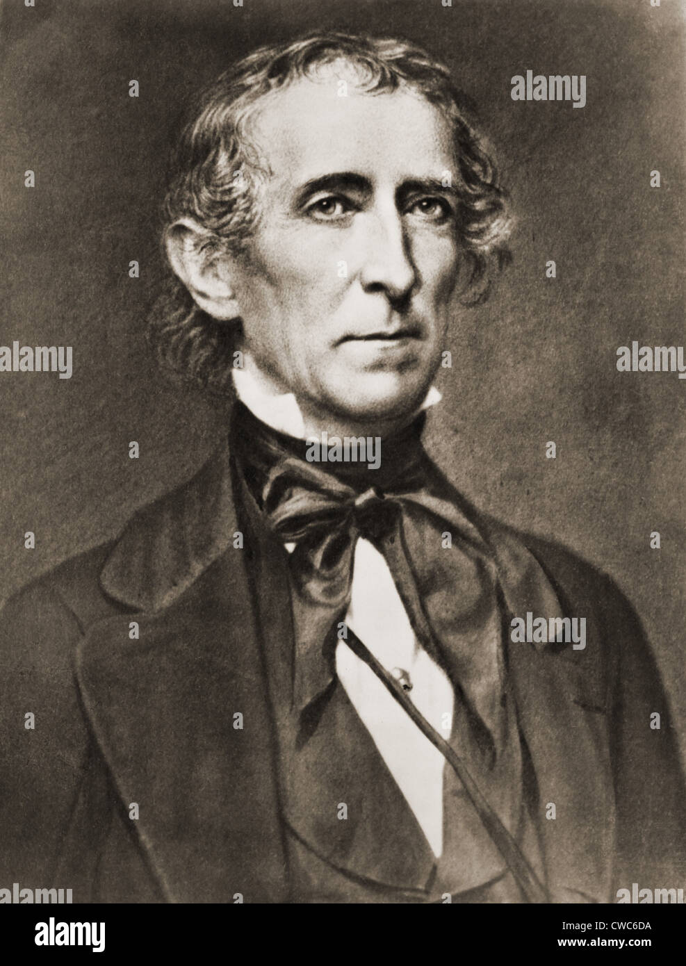 Il presidente John Tyler 1790-1862 riuscito William Harrison dopo la sua morte a causa di una polmonite. Il suo punto di riferimento la realizzazione del 1845 Foto Stock