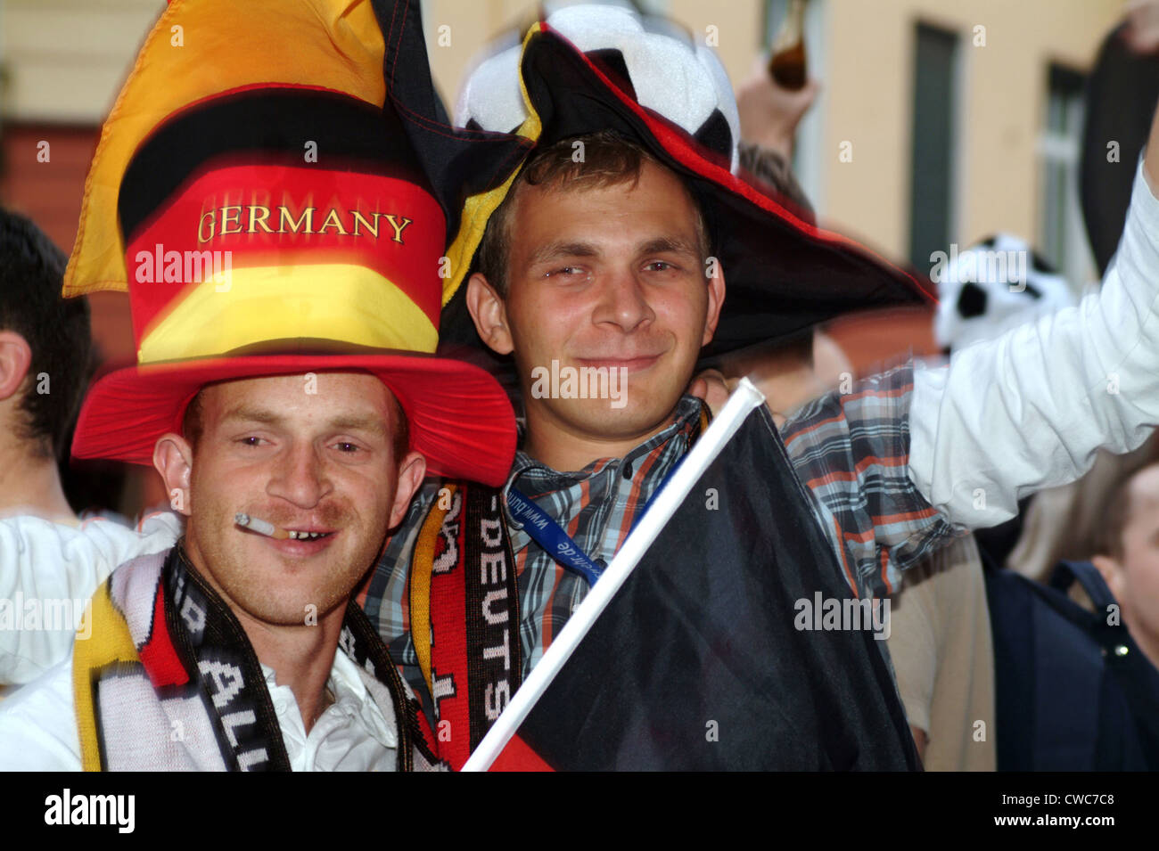 Berlino, tifosi tedeschi il tifo Foto Stock