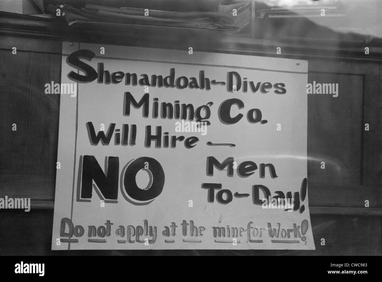 Nessun processo disponibile segno. 'Shenandoah-Dives Mining Co. Noleggio sarà NO agli uomini di oggi non si applicano alla miniera per lavoro Silverton Foto Stock