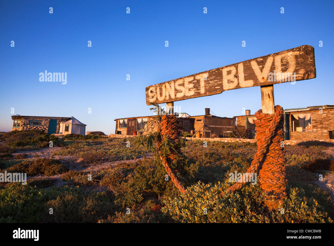 Noup Divers' capanne self-catering accommodation, Koingnaas, Namaqualand diamond costa, Northern Cape, Sud Africa Foto Stock