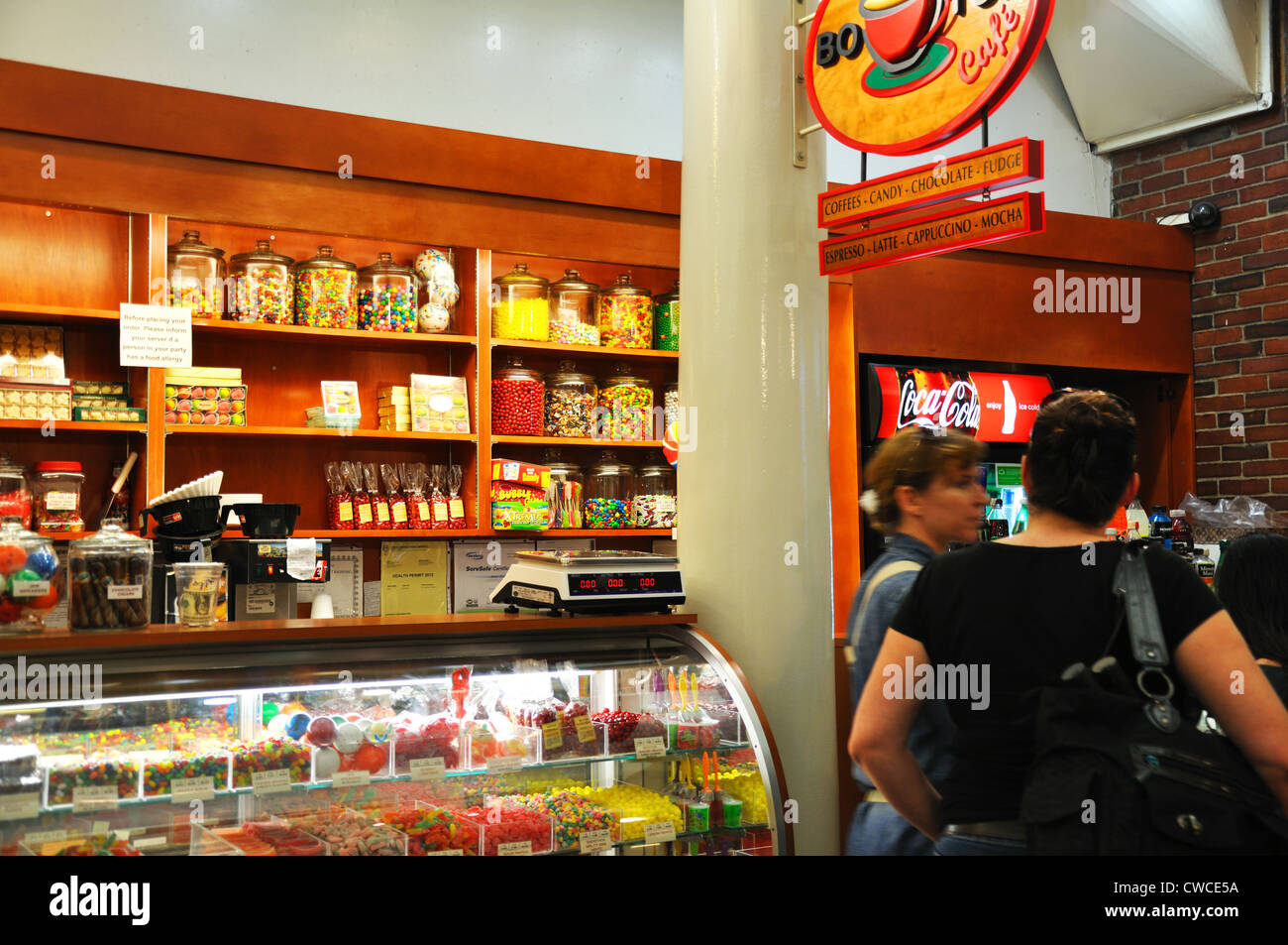 Quincy Market Food Court a Boston, Massachusetts, STATI UNITI D'AMERICA Foto Stock