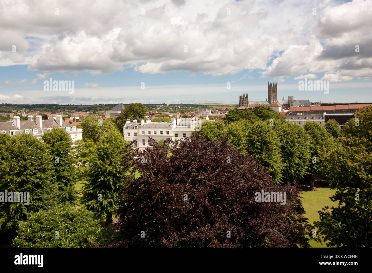Vista dal tumulo di Dane John Gardens, Canterbury Kent Foto Stock