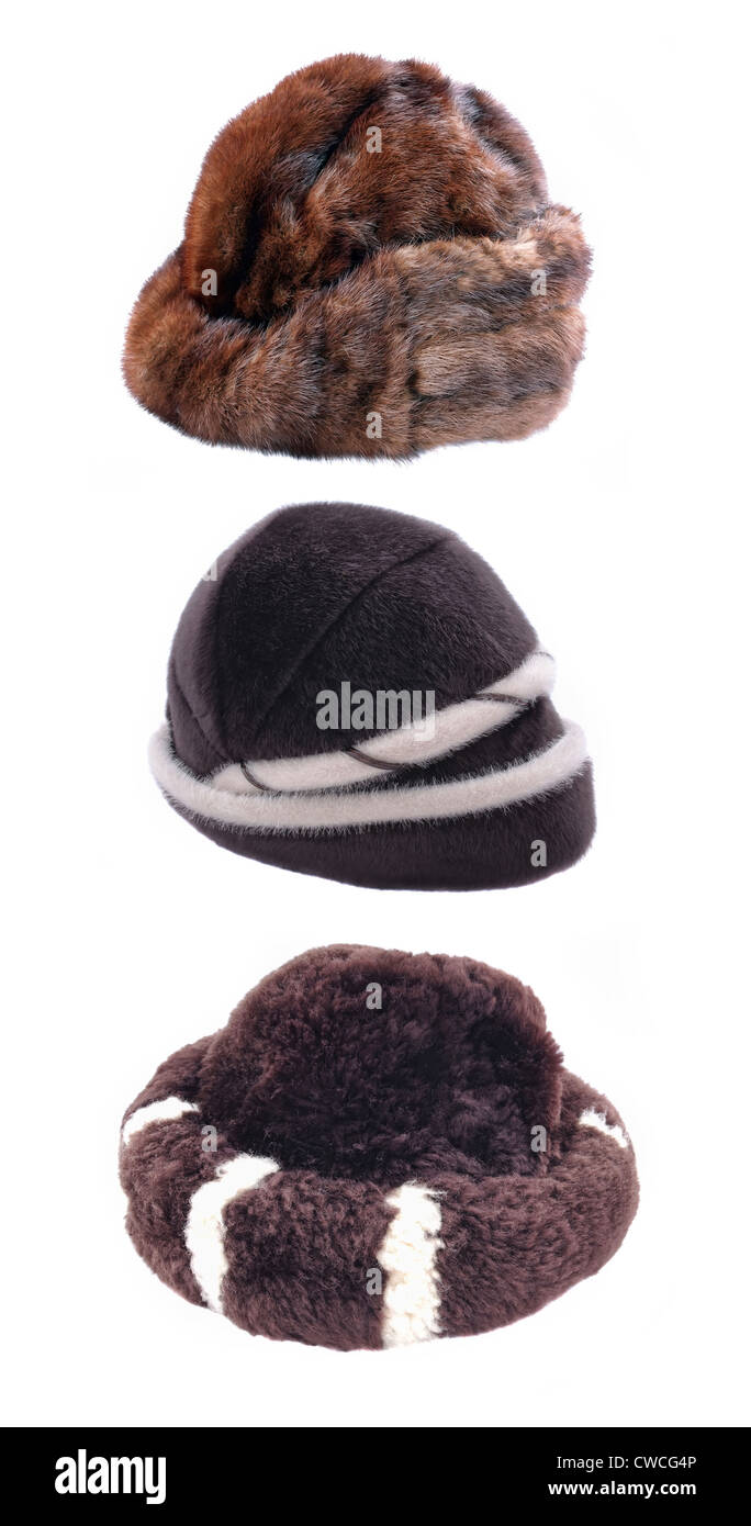 Cappello invernale impostato per donna, isolato Foto Stock