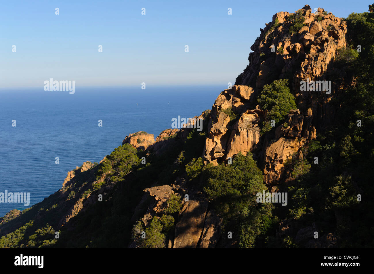 Scogliere Les Calanche de Piana, Corsica, Francia, Unesco-Heritage Sito Patrimonio Natura Foto Stock
