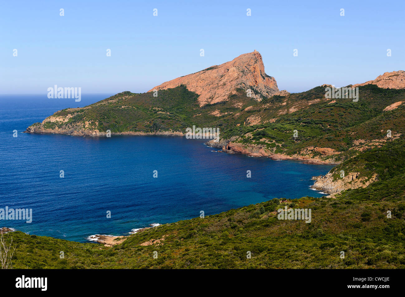 Capu Rossu, baia di Porto, Corsica, Francia Foto Stock