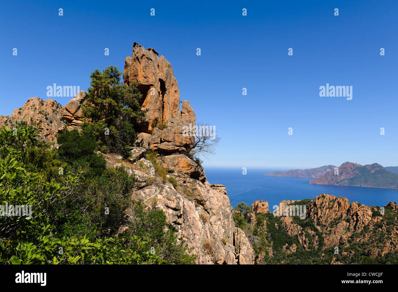 Scogliere Les Calanche de Piana, Corsica, Francia, Unesco-Heritage Sito Patrimonio Natura Foto Stock