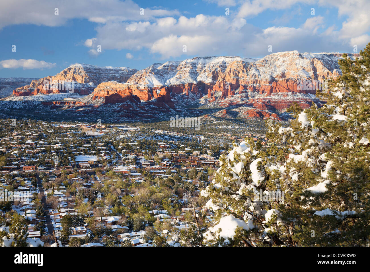 In inverno la neve, Sedona, in Arizona. Foto Stock