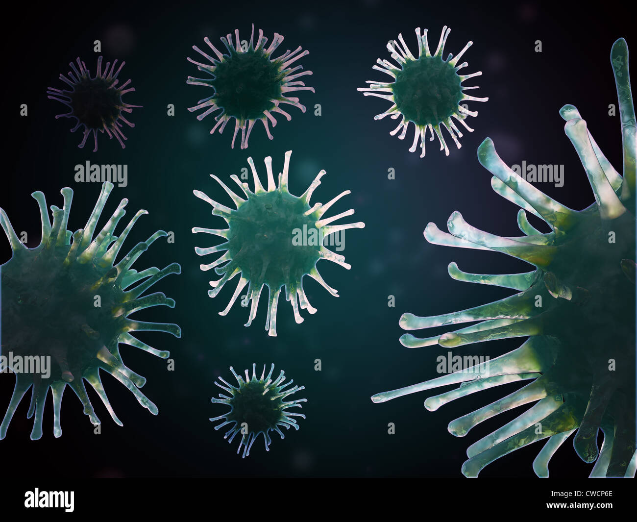 Gruppo di virus illustrazione scientifica Foto Stock