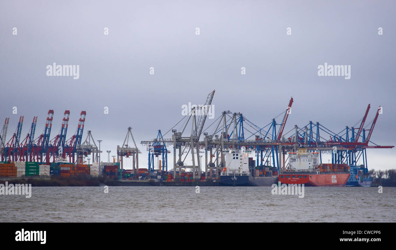 Gru di banchina del porto di Amburgo Foto Stock