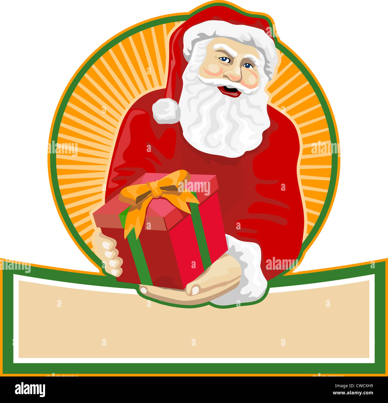 In stile retrò illustrazione di Babbo Natale san nicola babbo natale isolato su sfondo bianco. Foto Stock