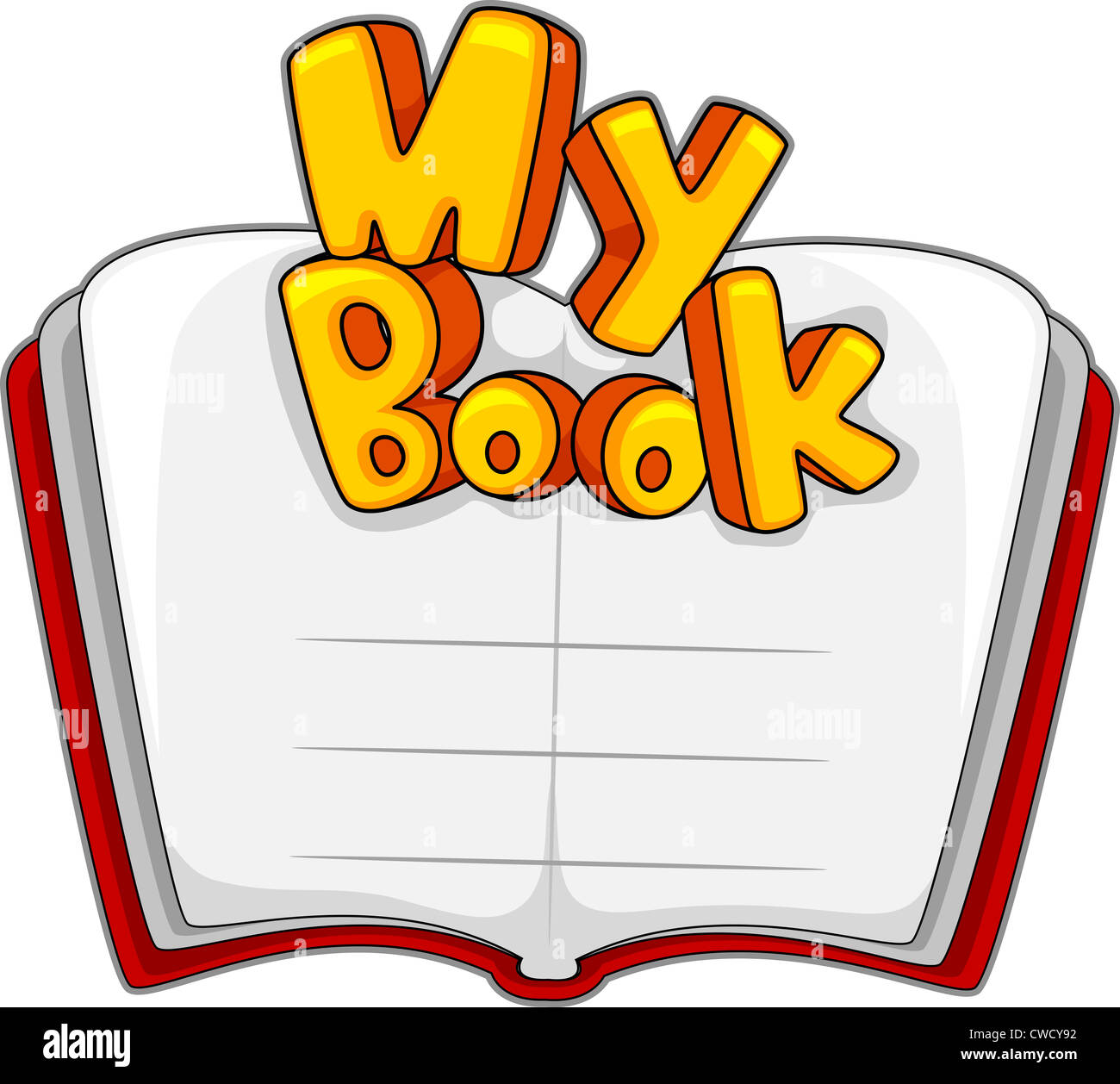 Illustrazione di un libro personalizzabile targhetta del nome Foto Stock