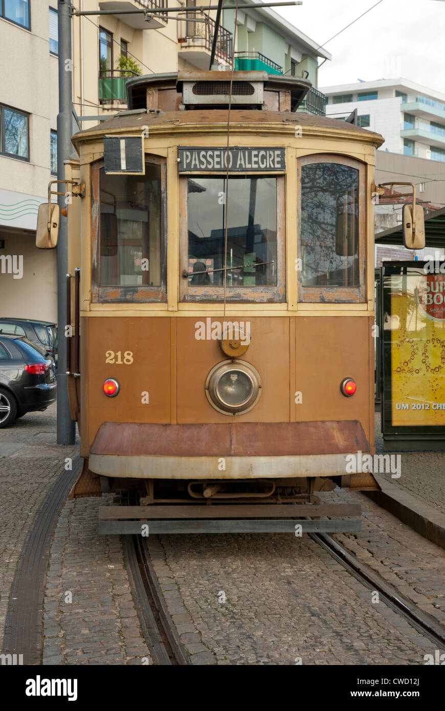 In Tram in Oporto (Porto), Portogallo Foto Stock