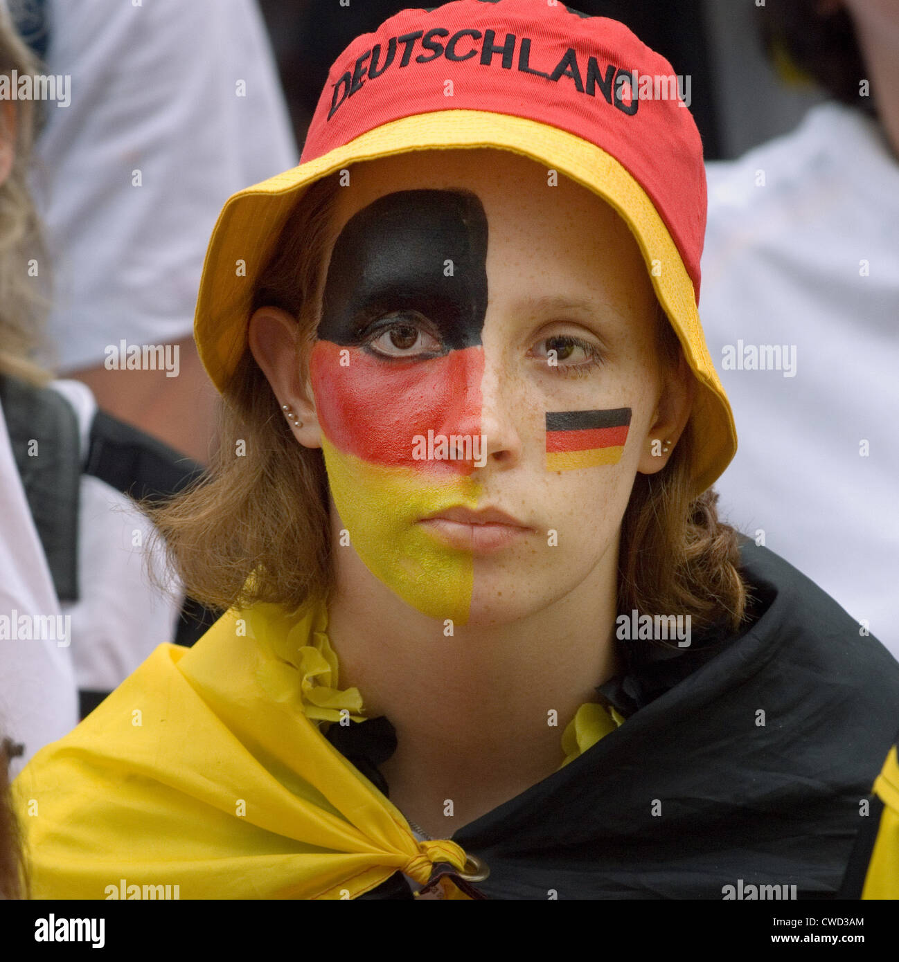 Germania in nero, rosso e oro febbre, Berlin ventilatore miglia Foto Stock
