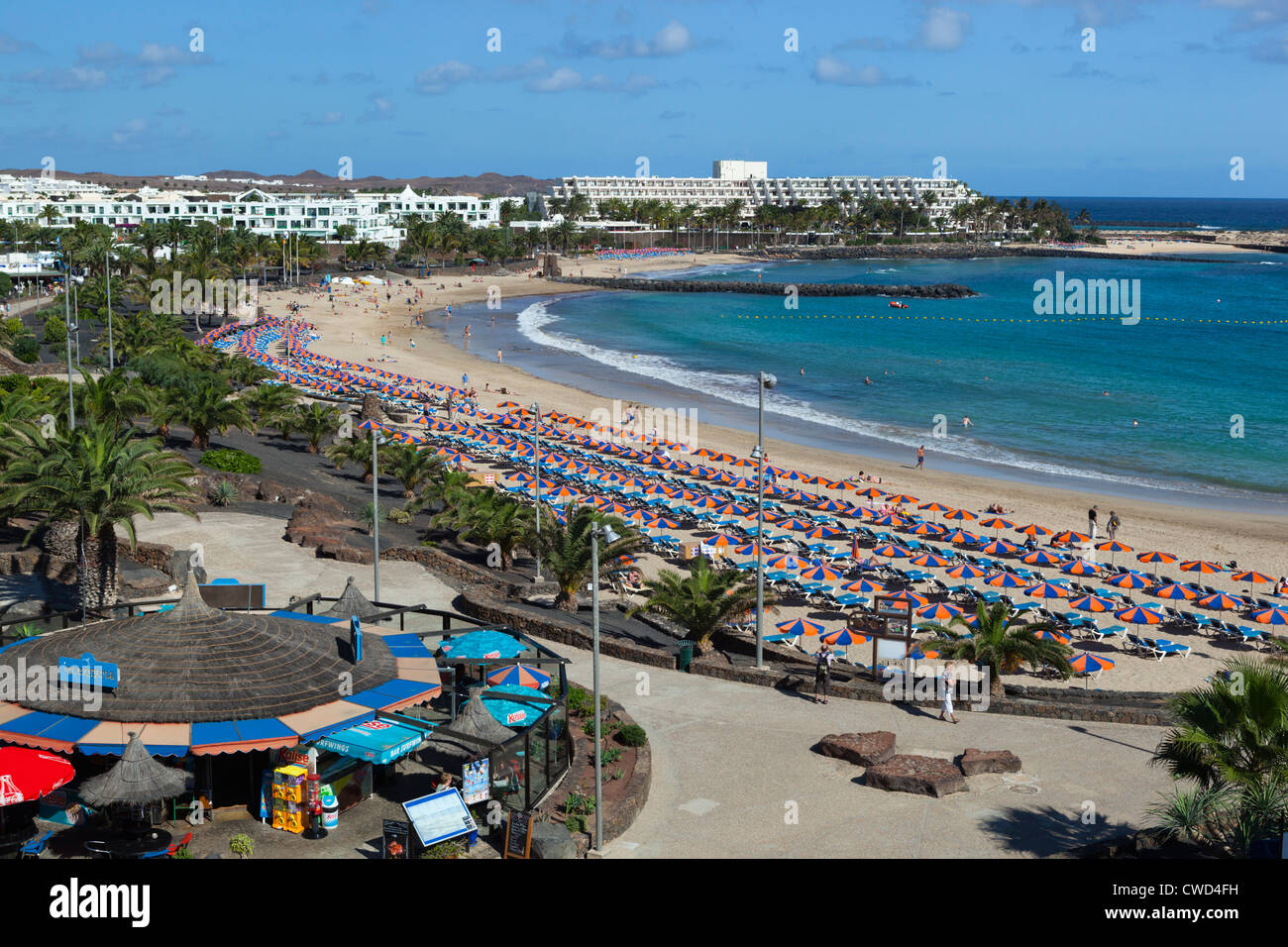 Vista su Playa de Las Cucharas Foto Stock