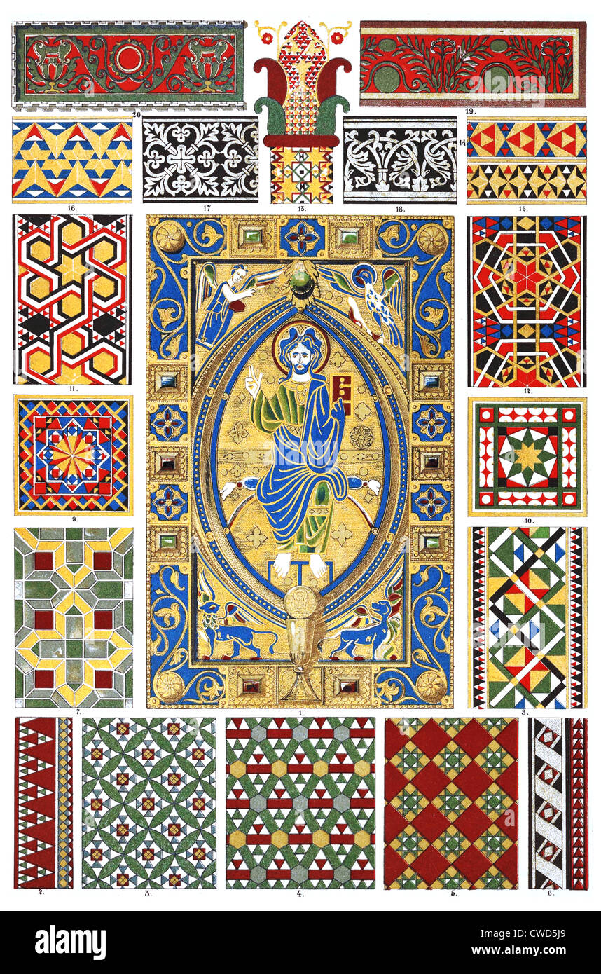 Champleve bizantino in marmo e vetro bizantino mosaico pin Foto Stock