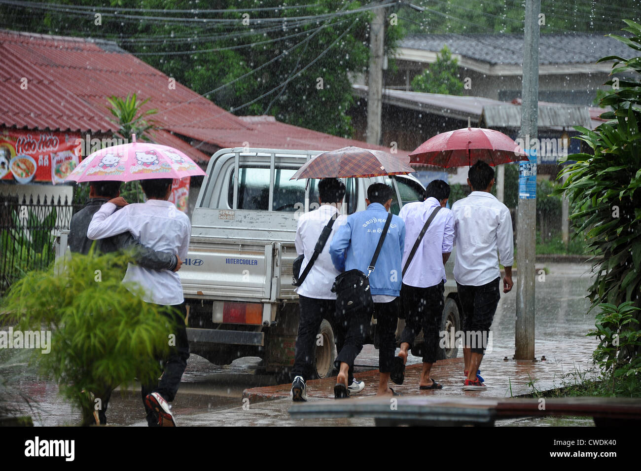 La stagione delle piogge a Luang Prabang, Laos. Foto Stock