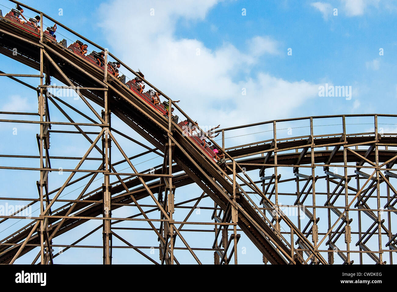 El Toro montagne russe in legno, grande avventura, Six Flags, New Jersey, STATI UNITI D'AMERICA Foto Stock