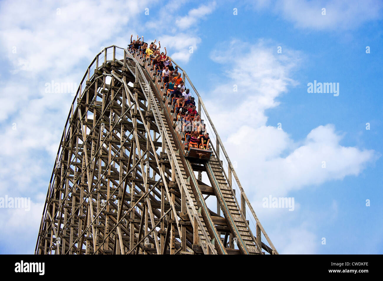 El Toro montagne russe in legno, grande avventura, Six Flags, New Jersey, STATI UNITI D'AMERICA Foto Stock