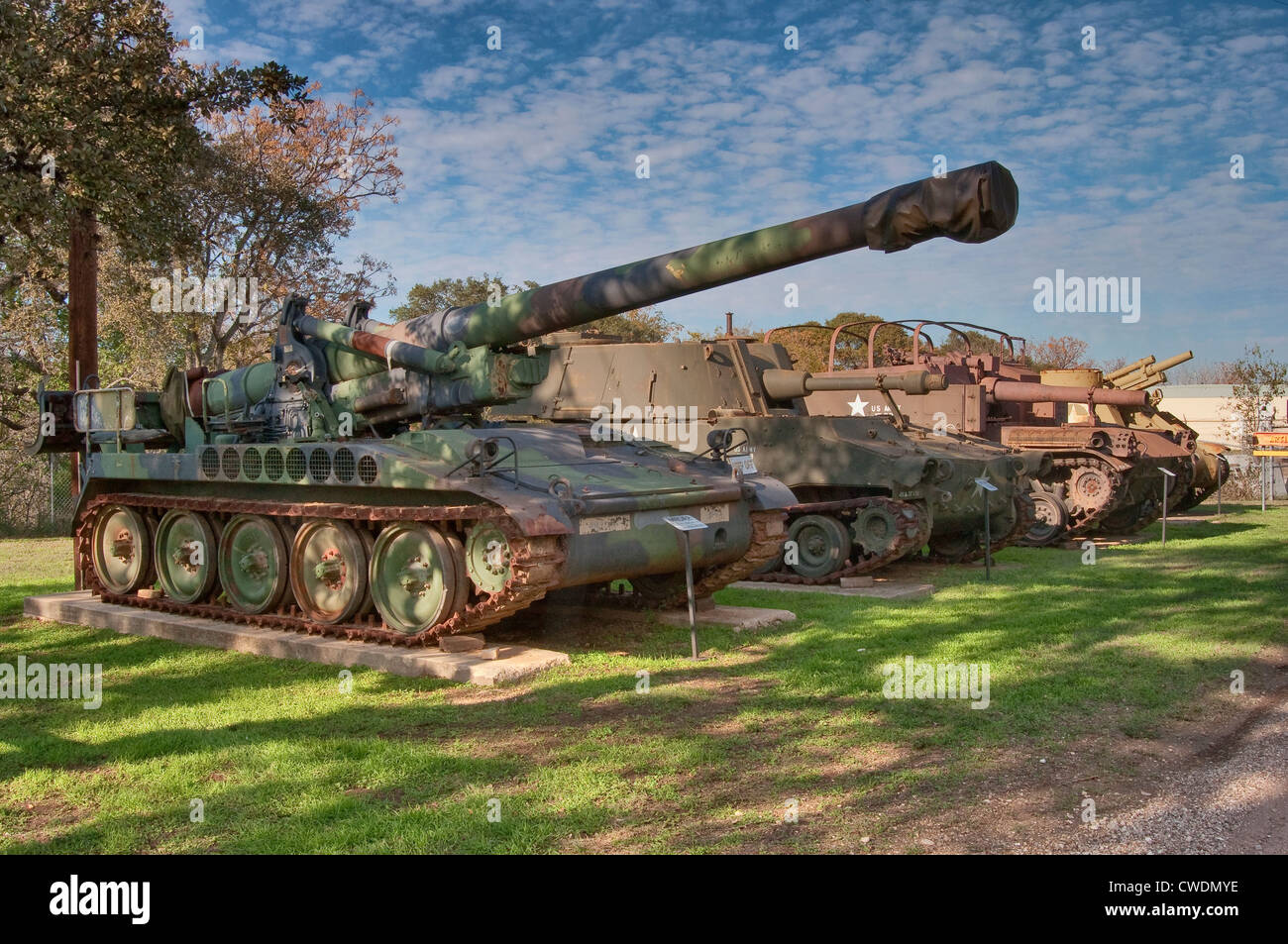 M110 Obice semovente, parco di artiglieria al Texas forze militari Museum a Camp Mabry di Austin, Texas, Stati Uniti d'America Foto Stock